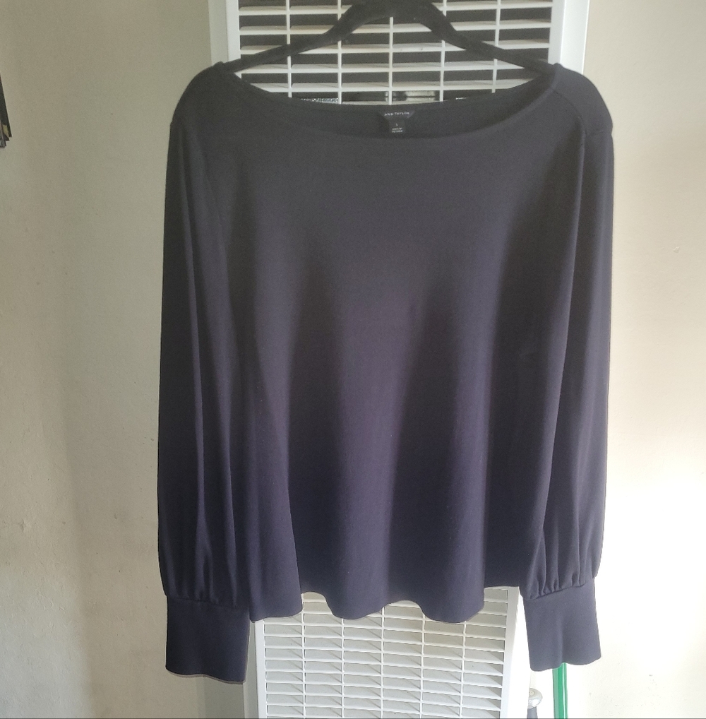 Ann Taylor Classic Black Long Sleeve Top